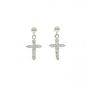 PT900 クロス ダイヤモンド ピアス 0.30CT