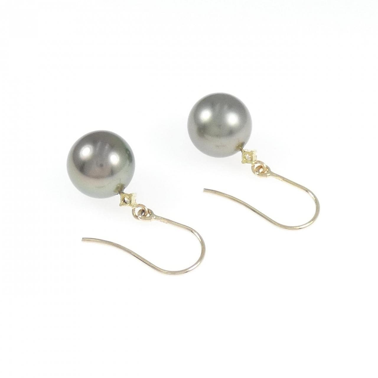 750YG 黒蝶パール ピアス 10.2mm