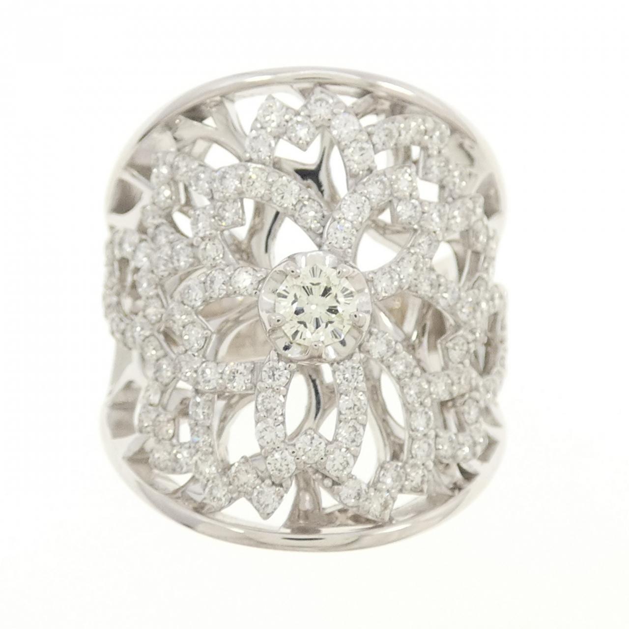 K18WG フラワー ダイヤモンド リング 0.186CT