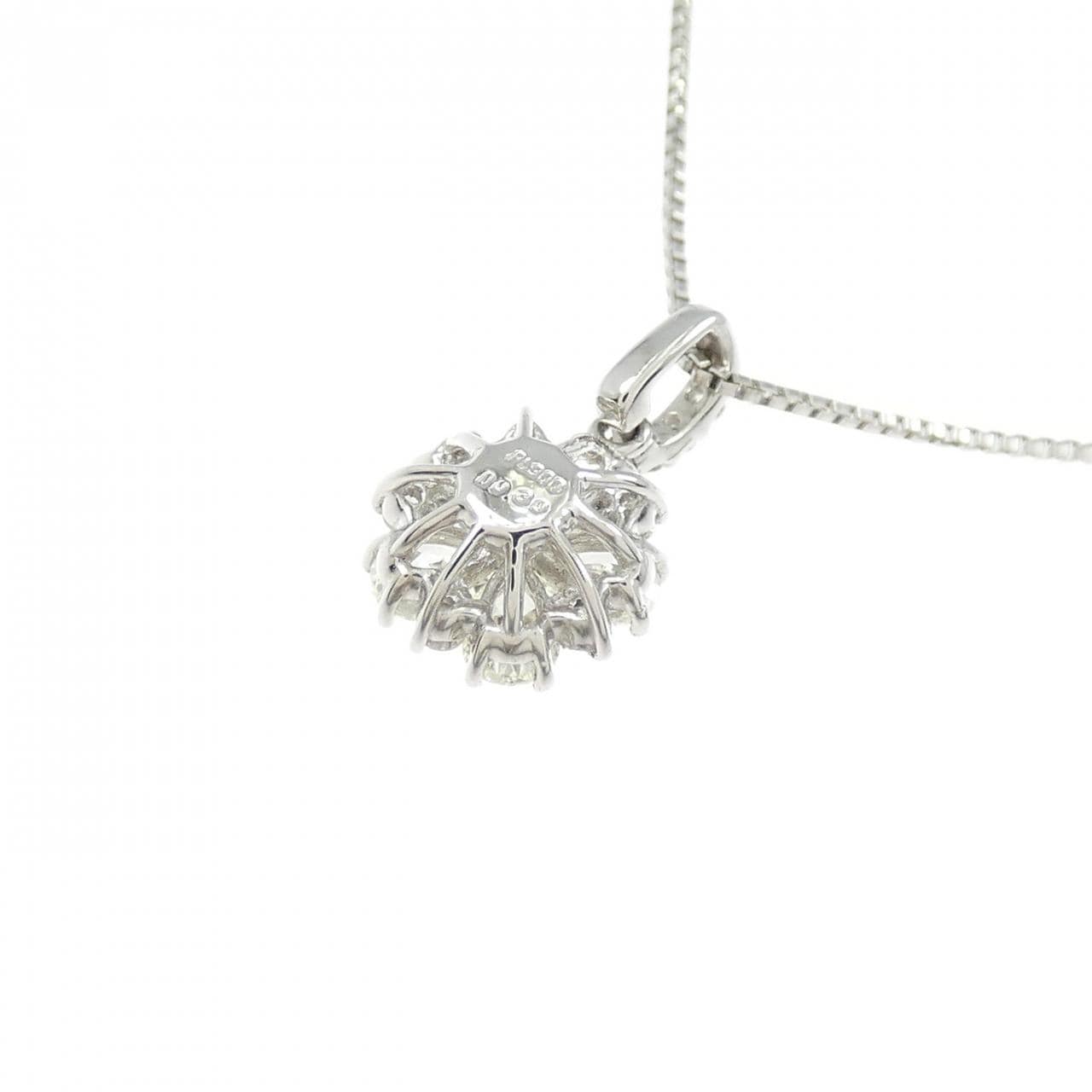 【新品】PT900/PT850 フラワー ダイヤモンド ネックレス 0.30CT