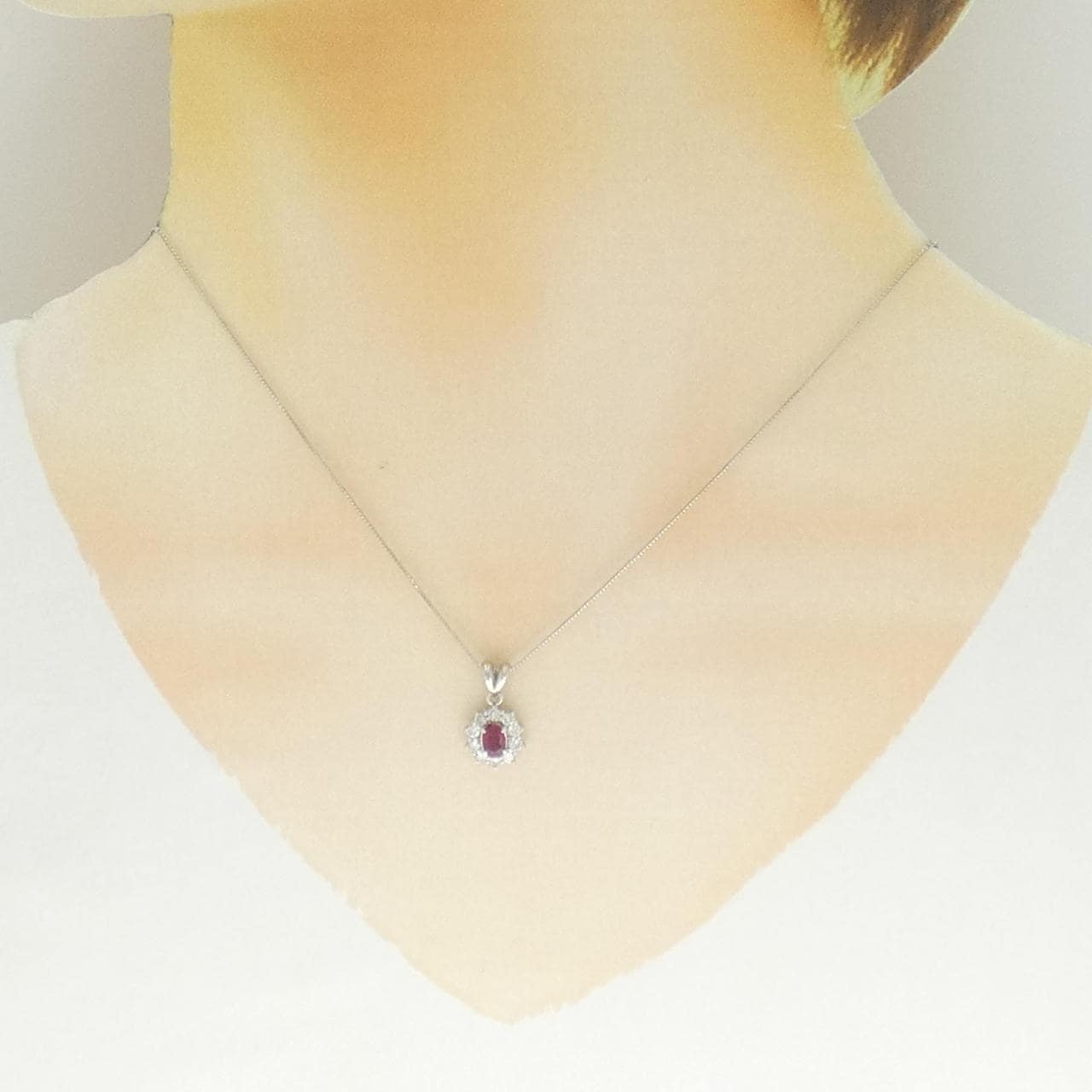 PT900/PT850 ルビー ネックレス 0.43CT