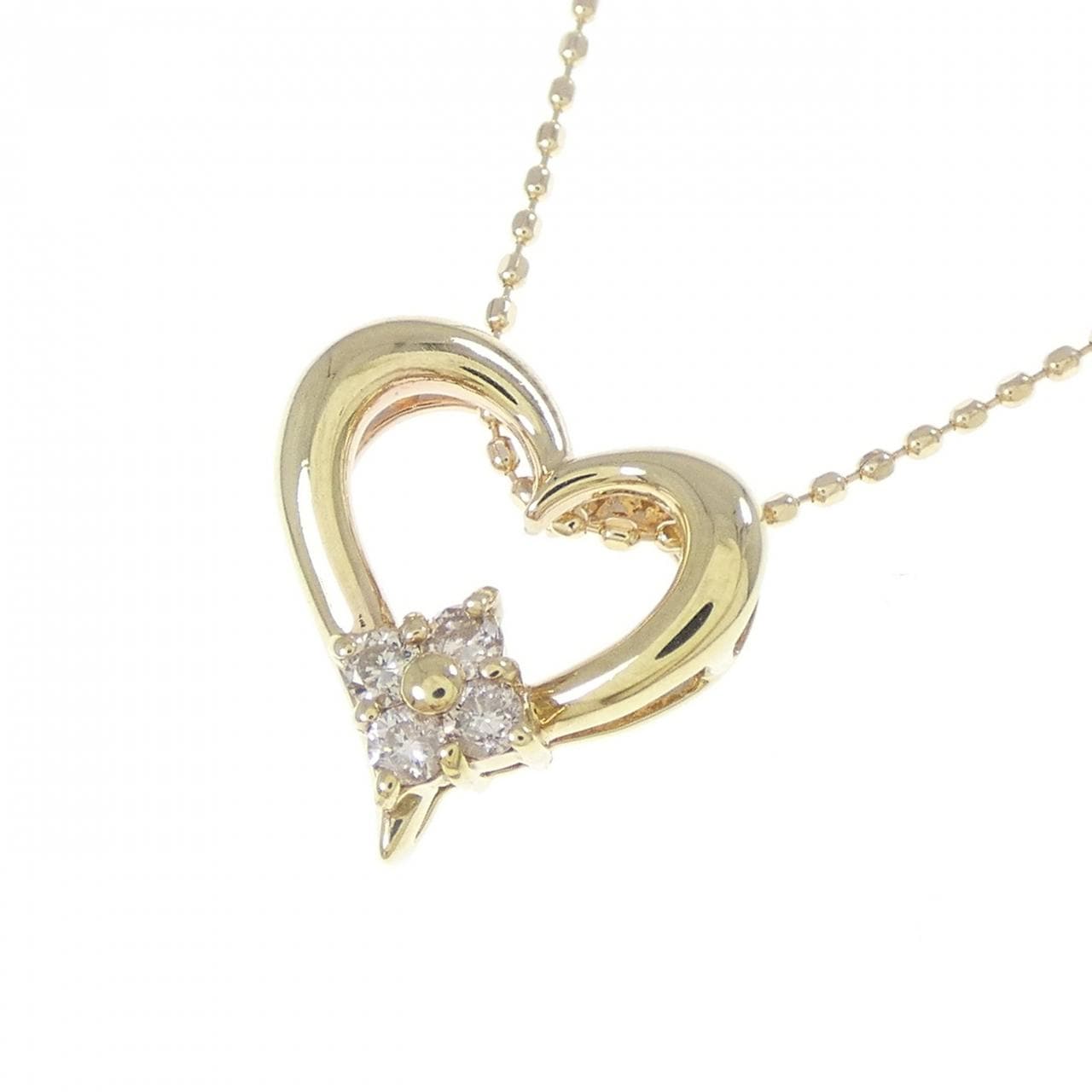 K10YG ハート ダイヤモンド ネックレス 0.10CT