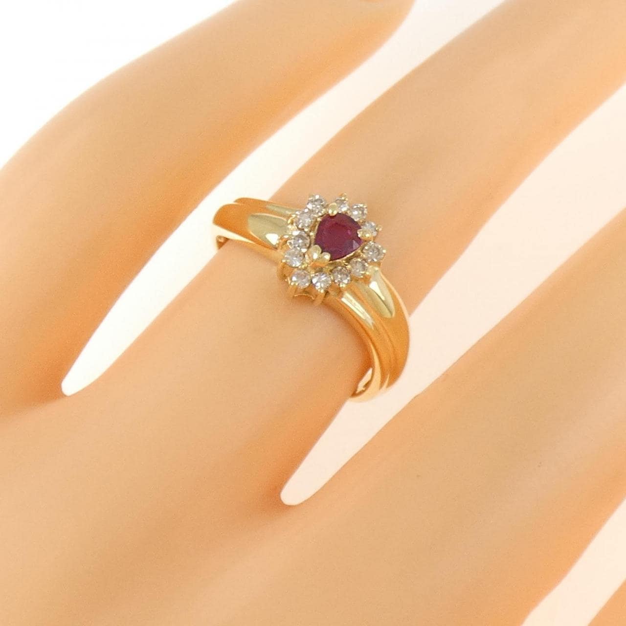 K18YG ルビー リング 0.18CT