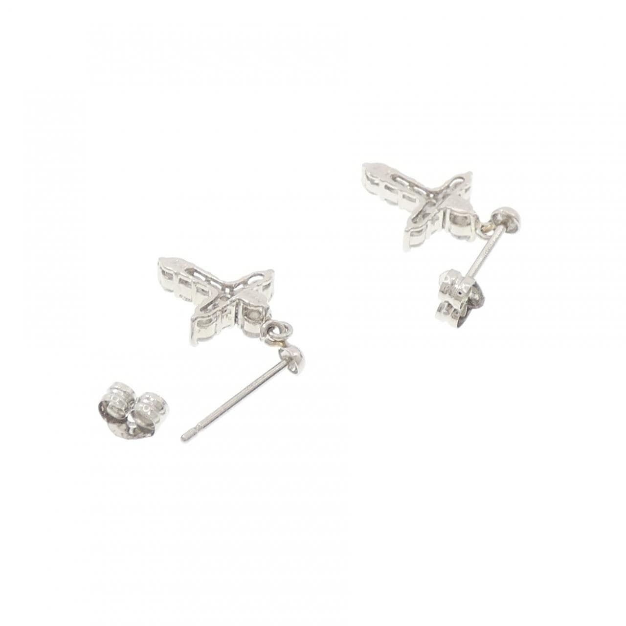 PT900 クロス ダイヤモンド ピアス 0.30CT