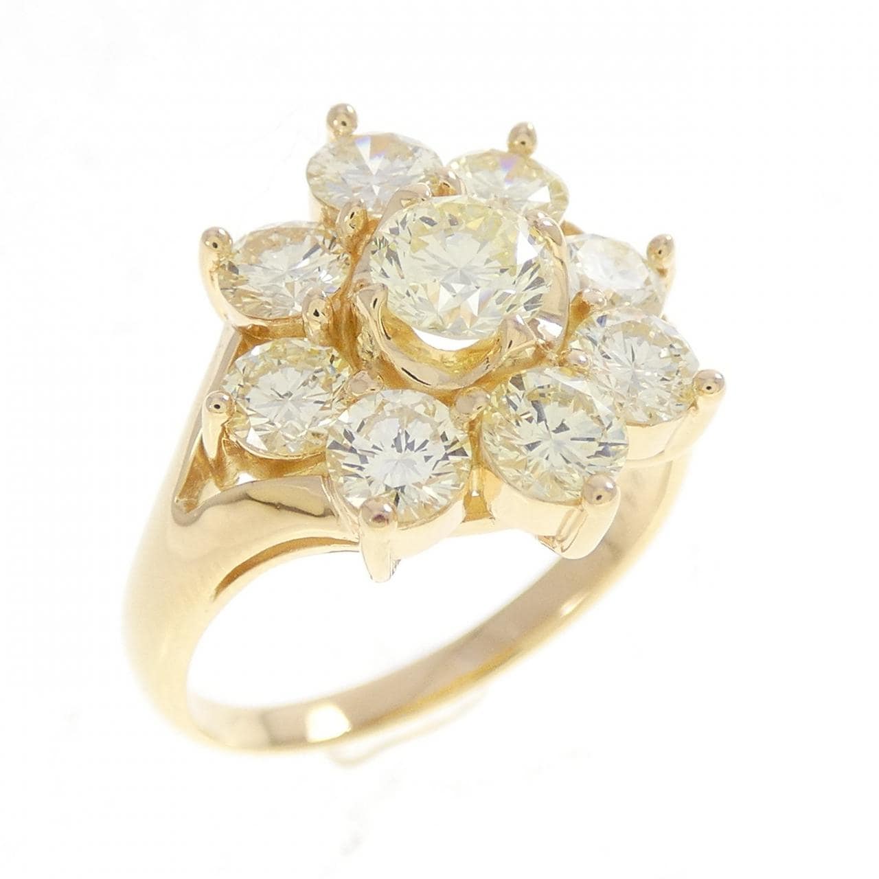 K18YG フラワー ダイヤモンド リング 0.47CT