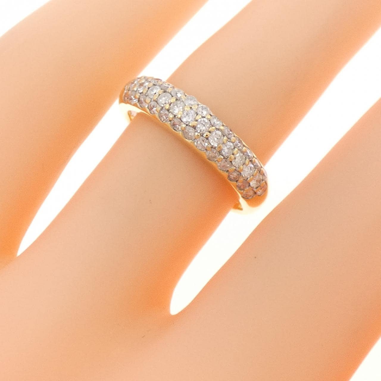 K18YG/K18WG パヴェ ダイヤモンド リング 0.53CT