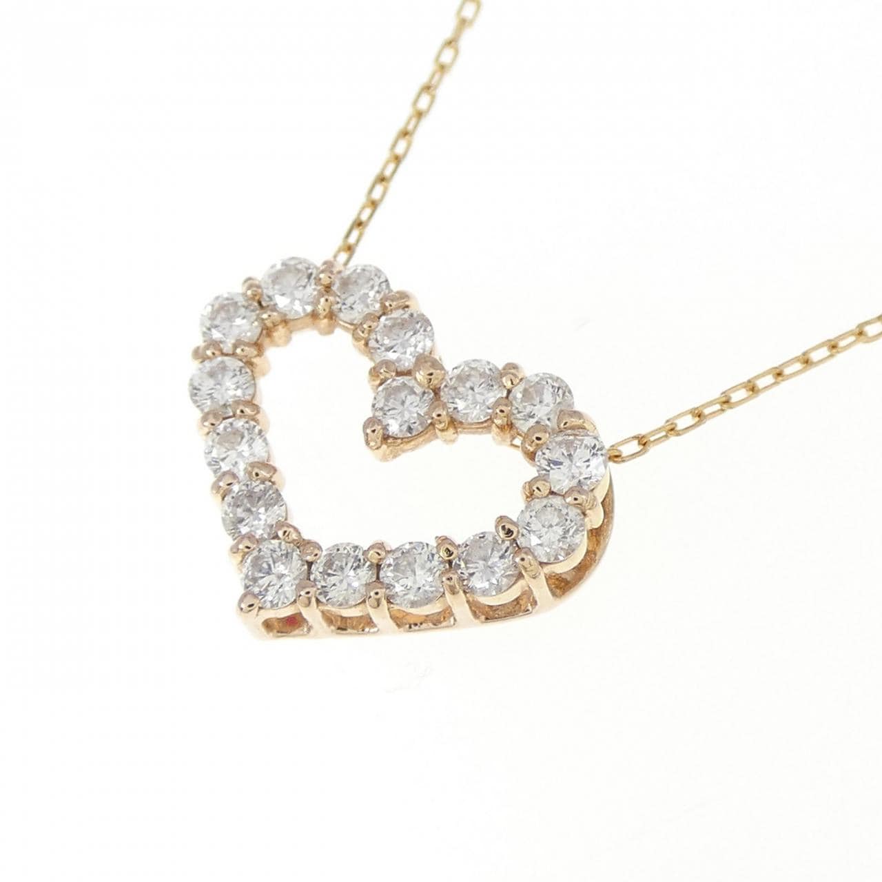 K18PG ハート ダイヤモンド ネックレス 0.30CT