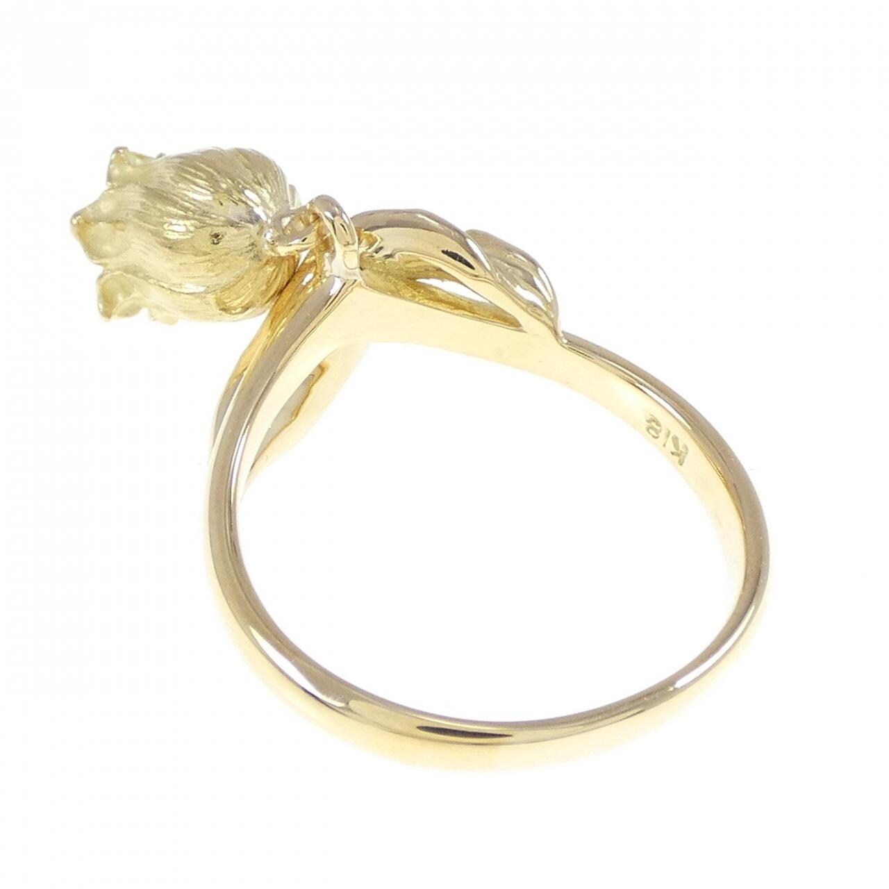 K18YG フラワー ダイヤモンド リング 0.01CT