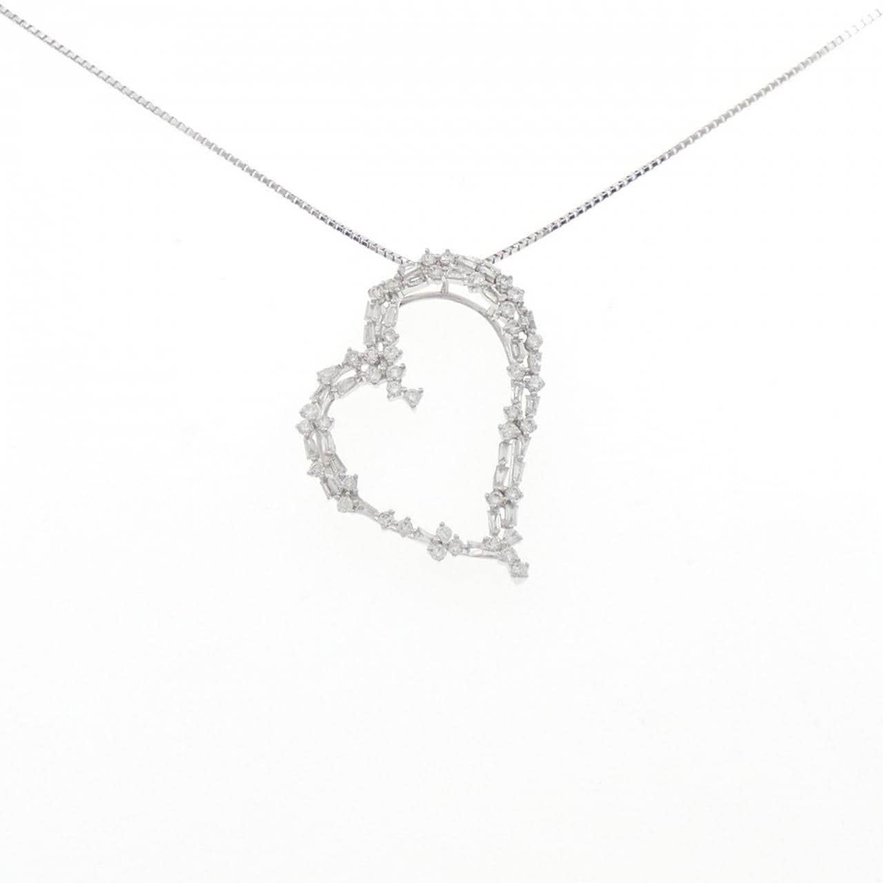 K18WG ハート ダイヤモンド ネックレス 0.80CT