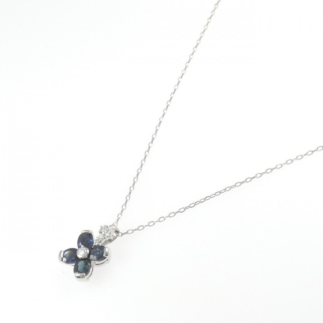 PT900/PT850 フラワー サファイヤ ネックレス 1.71CT