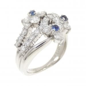 PT900 フラワー サファイヤ リング 0.12CT