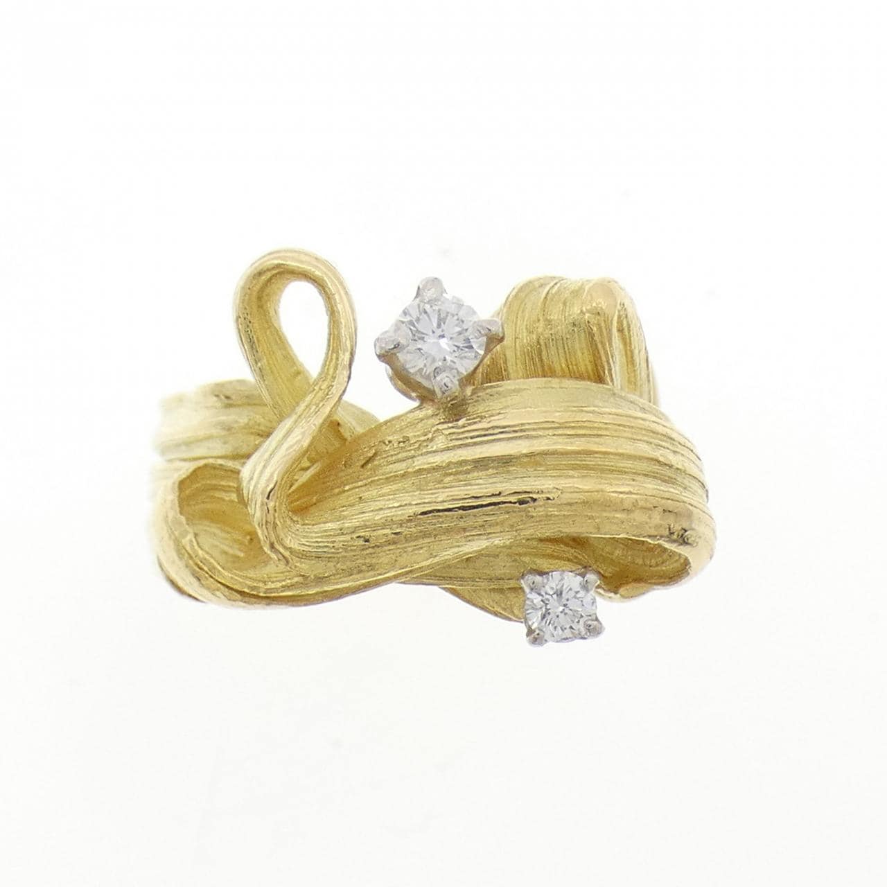 K18YG/PT900钻石戒指 0.13克拉