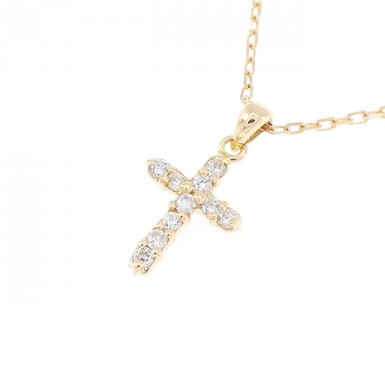 K18YG クロス ダイヤモンド ネックレス 0.1CT