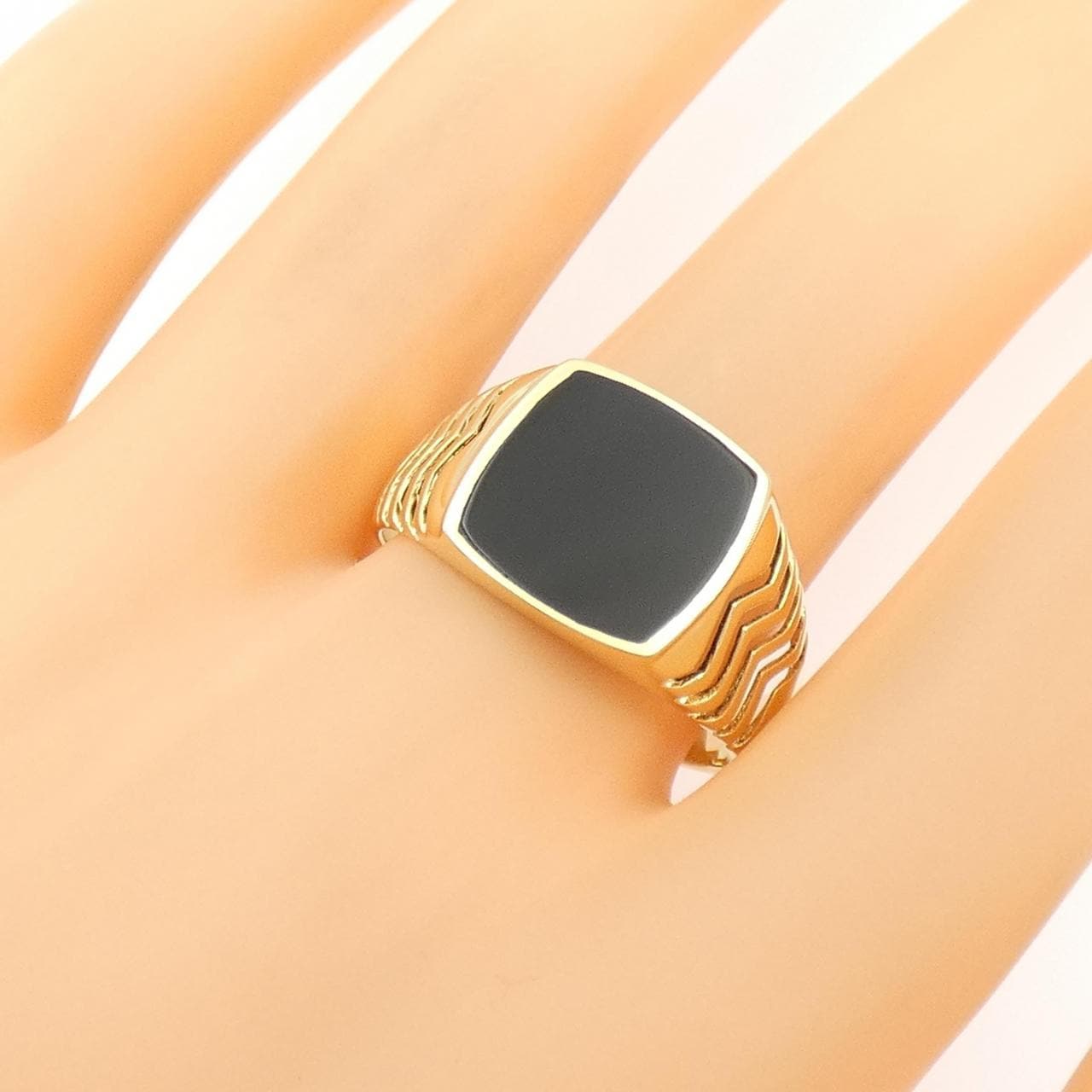 【新品】K18YG オニキス リング