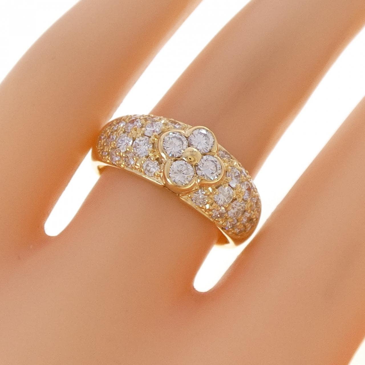 K18YG フラワー ダイヤモンド リング 1.20CT