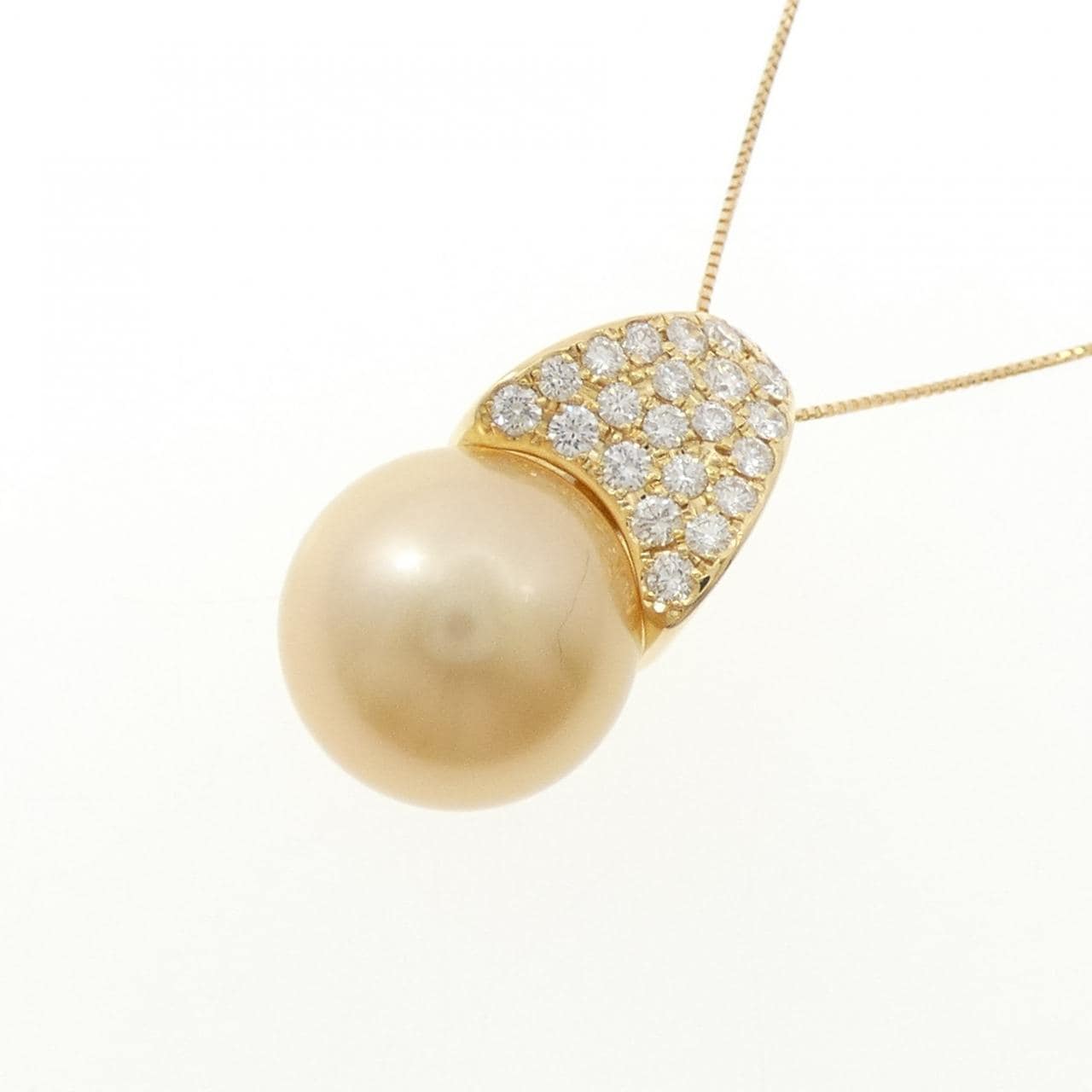 K18YG 白蝶パール ネックレス 13.6mm