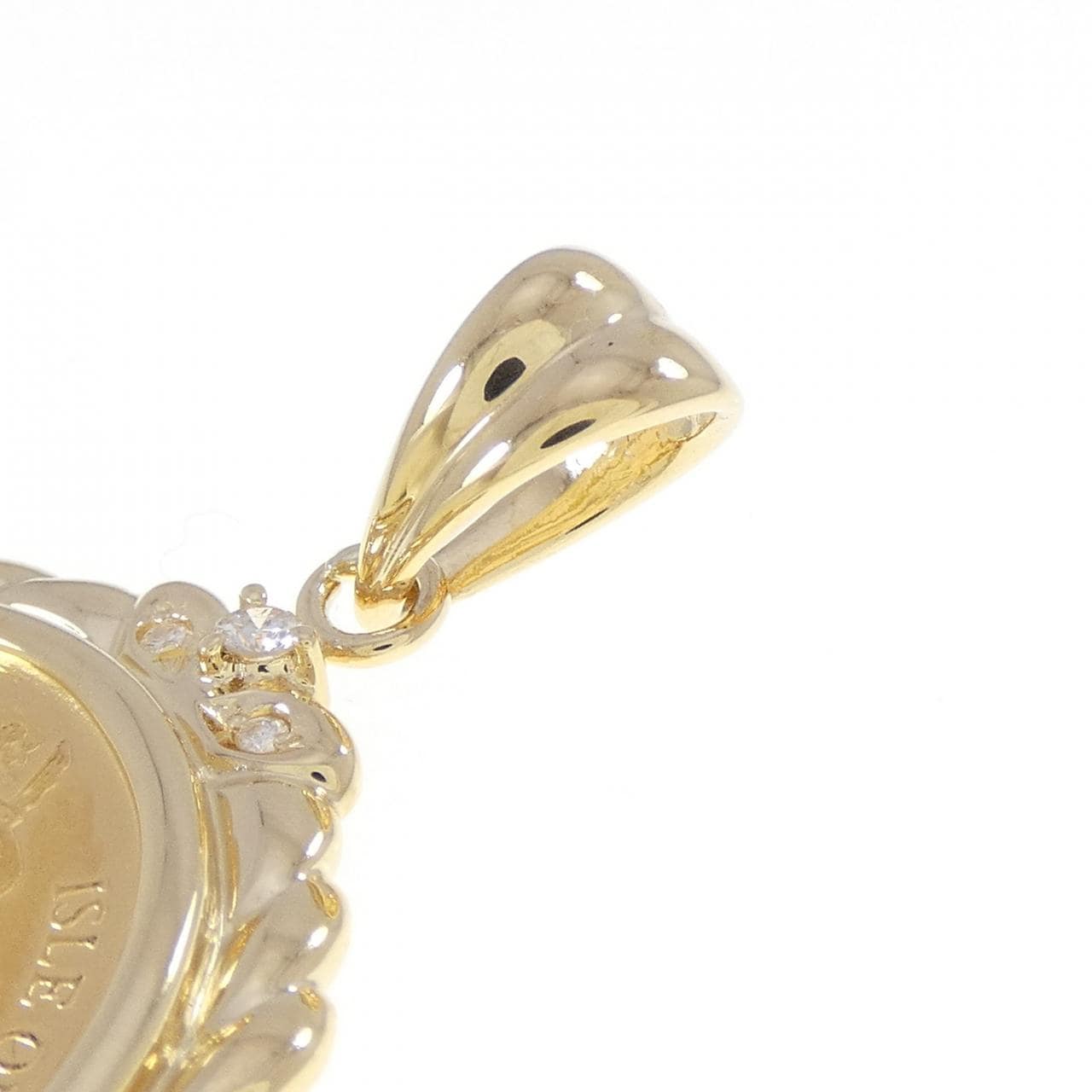 K18YG(枠) ダイヤモンド コイン ペンダント 0.25CT