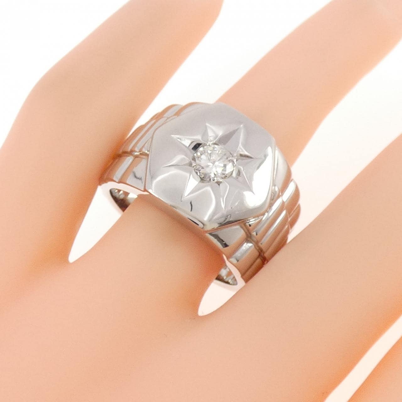 PT900 印台 ダイヤモンド リング 0.40CT