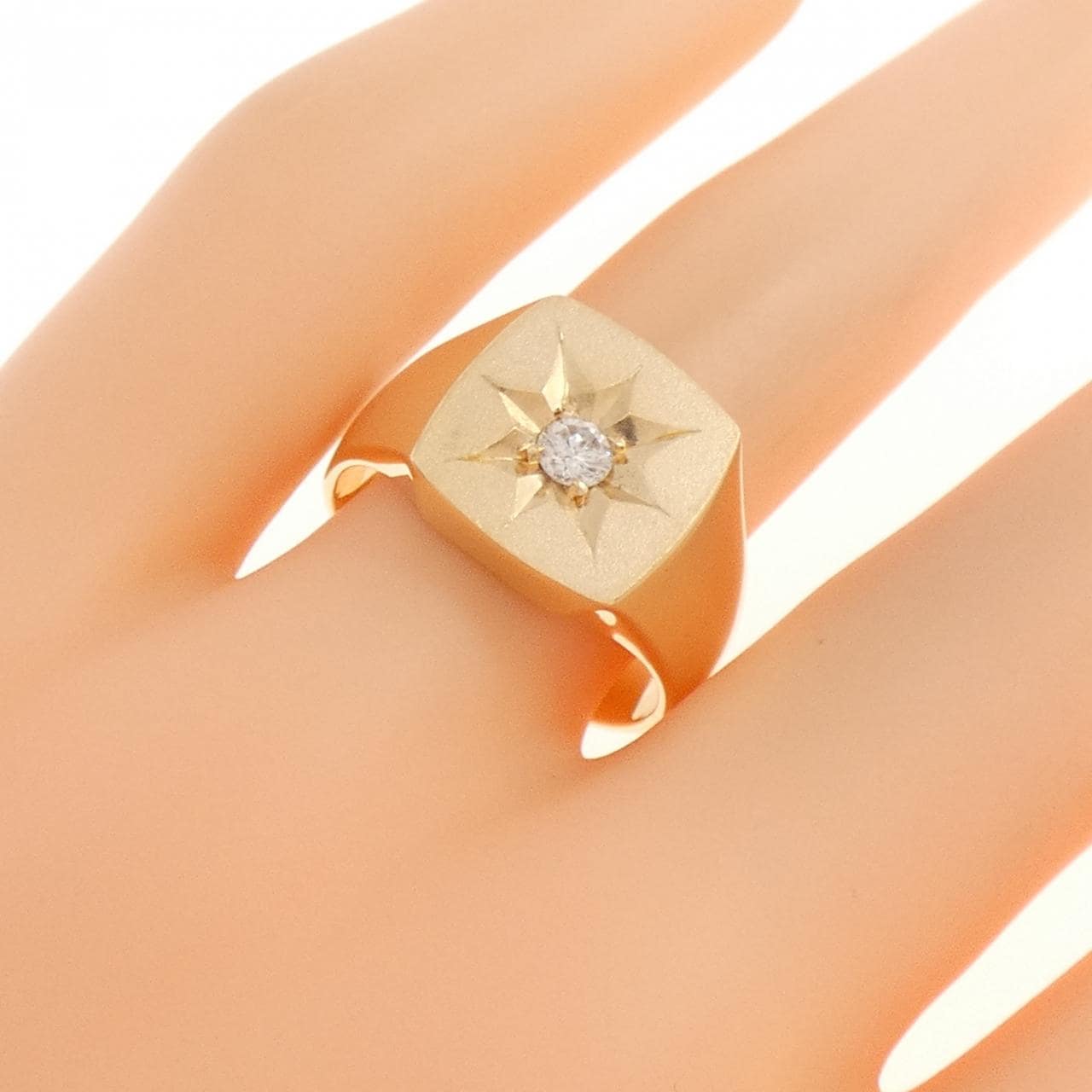 K18YG 印台 ダイヤモンド リング 0.12CT