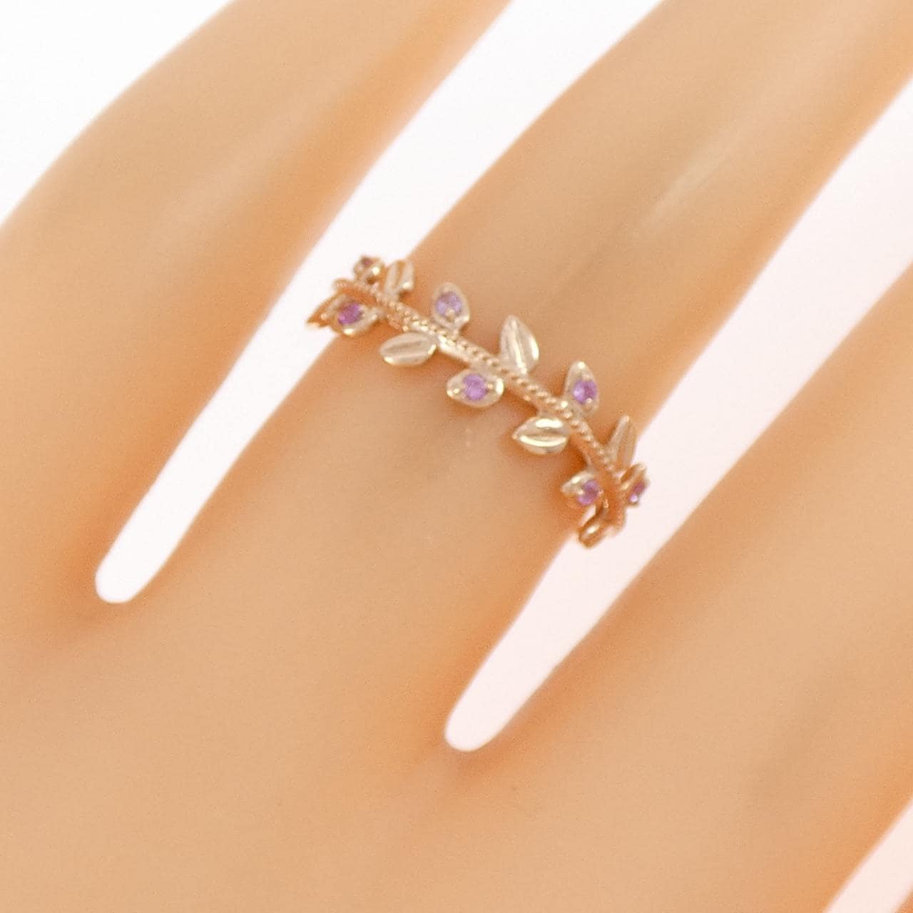 K10PG リーフ サファイヤ リング 0.04CT