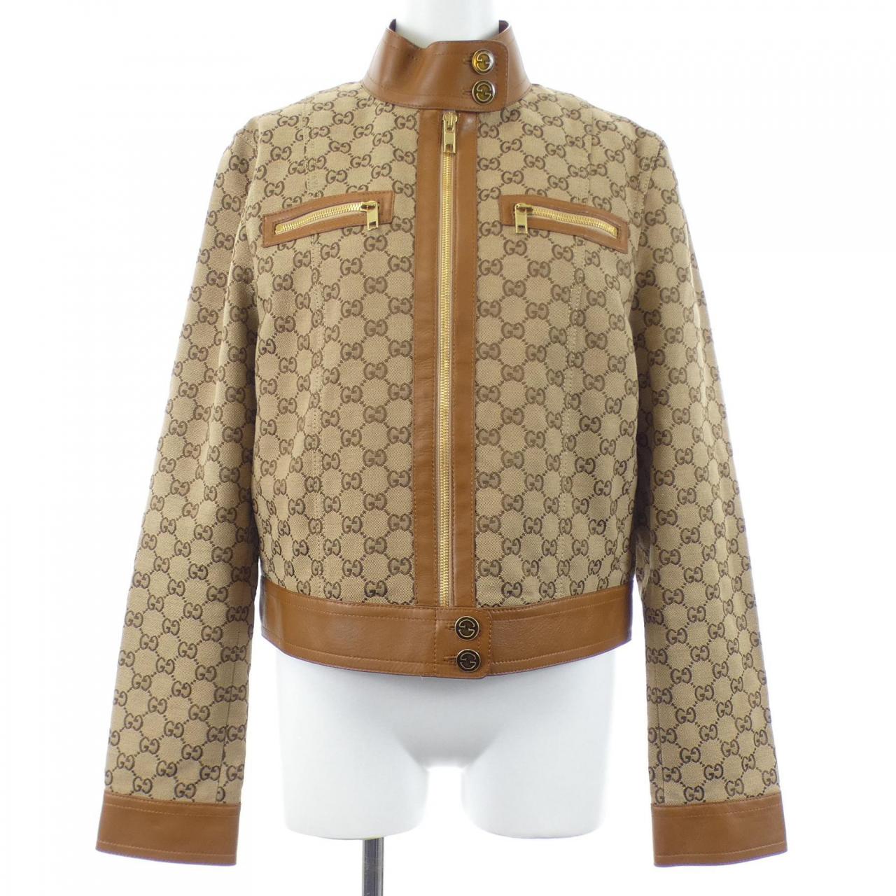 グッチ GUCCI レザー トリム GGキャンバス 681034 Z8AV6 ジャケット