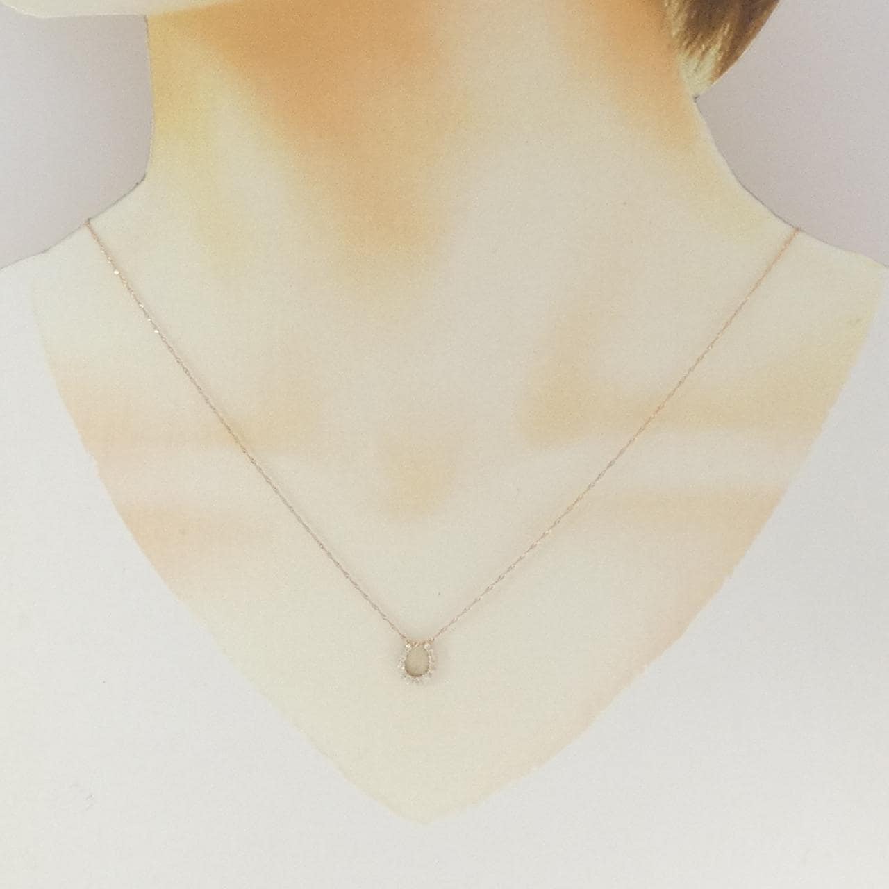 K18PG/750PG ホースシュー ダイヤモンド ネックレス 0.15CT