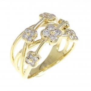 K18YG フラワー ダイヤモンド リング 0.45CT
