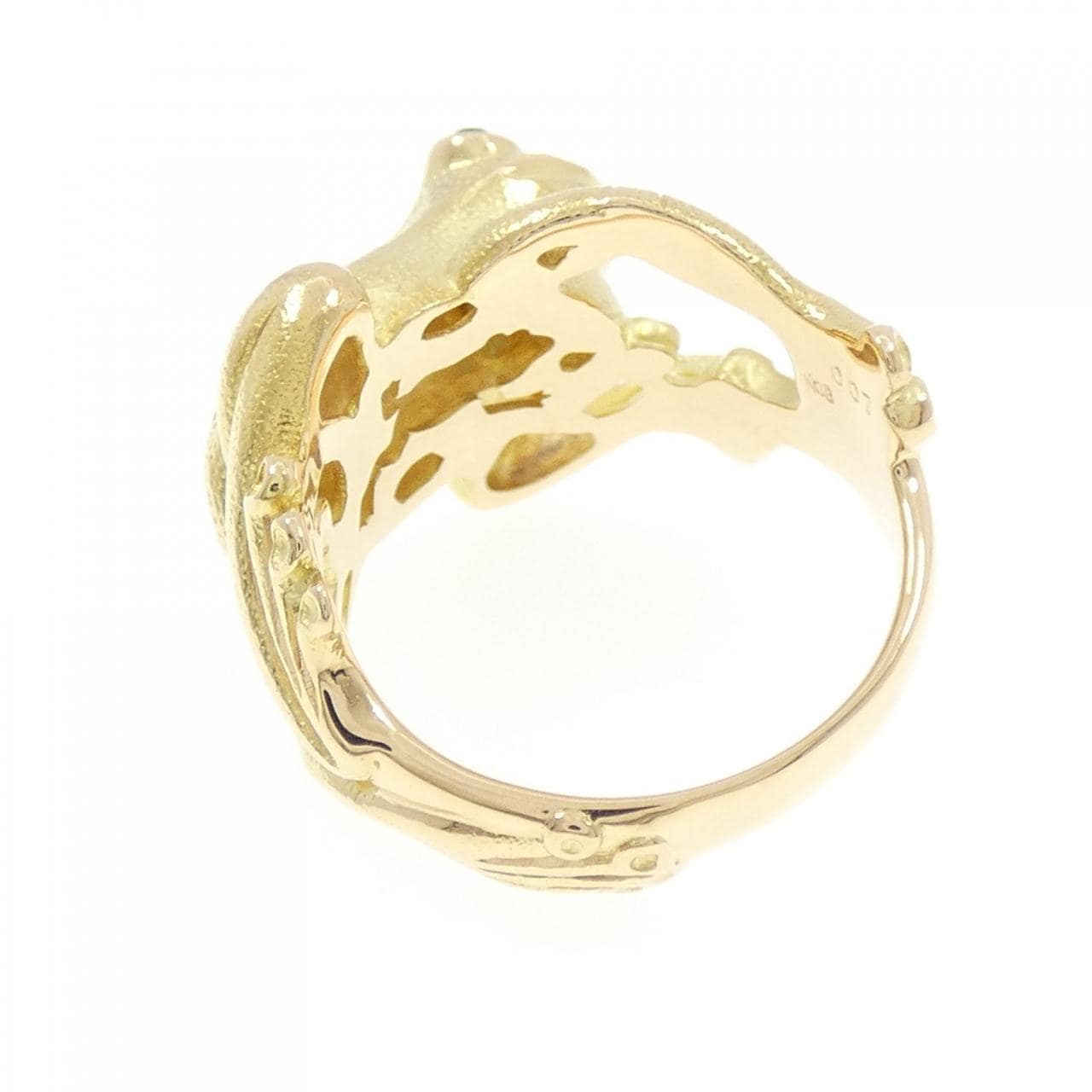 K18YG フロッグ エメラルド リング 0.07CT