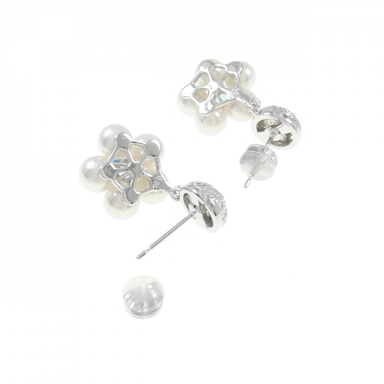K14WG flower colored stone earrings