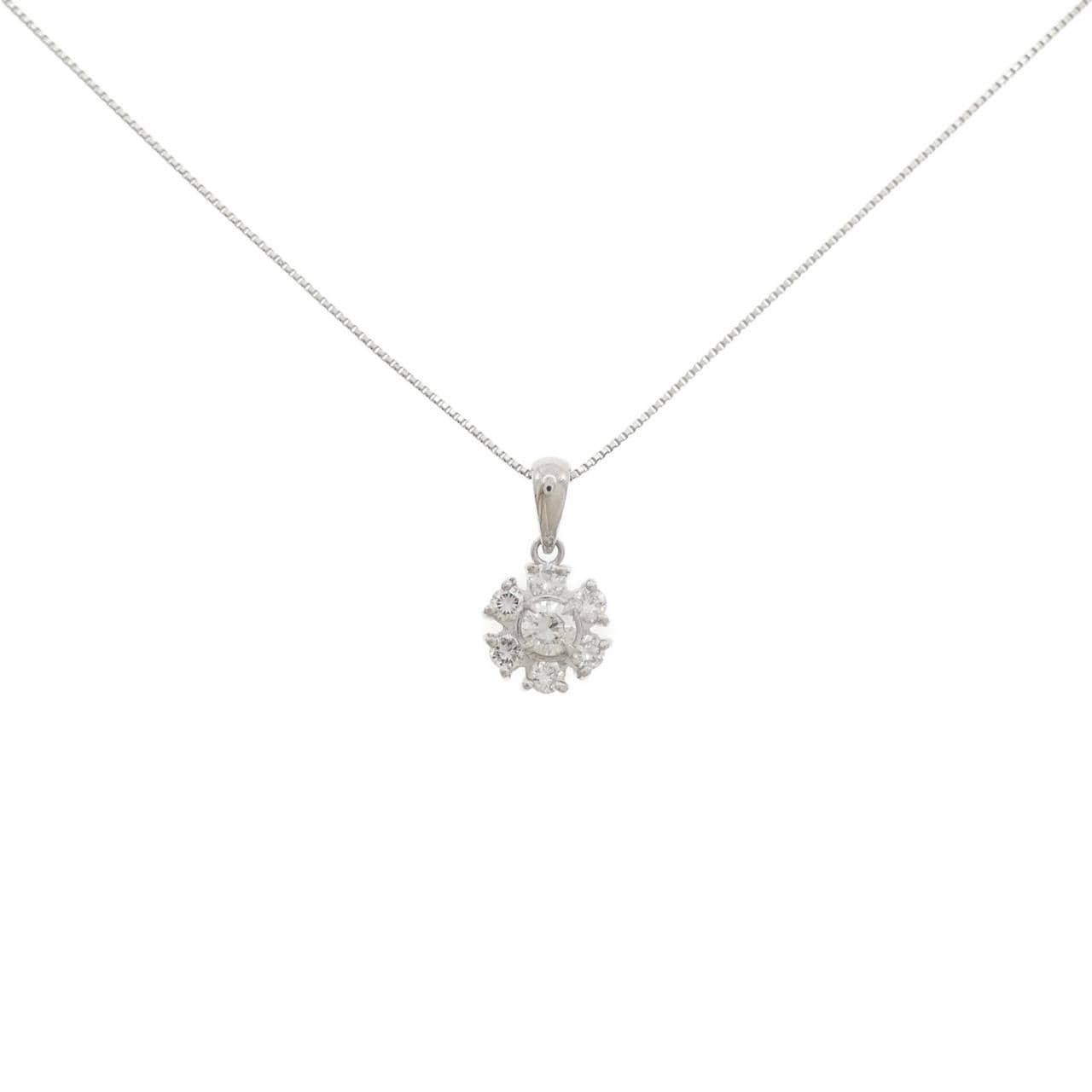PT900/PT850 フラワー ダイヤモンド ネックレス 0.16CT