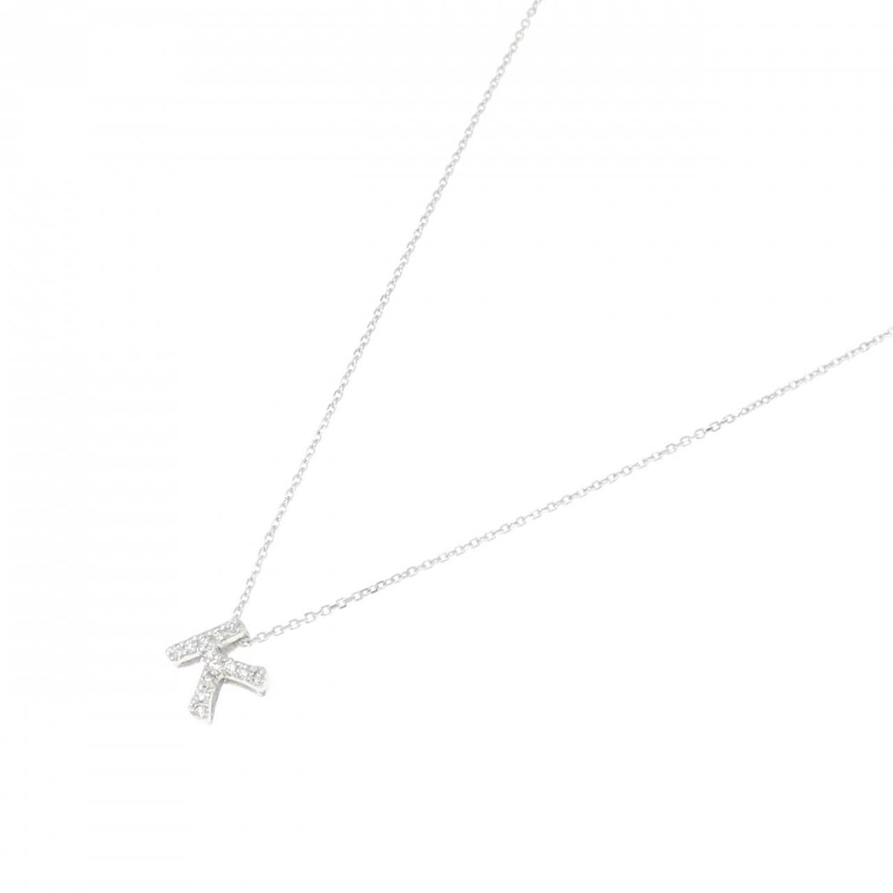 K18WG イニシャルK ダイヤモンド ネックレス 0.09CT
