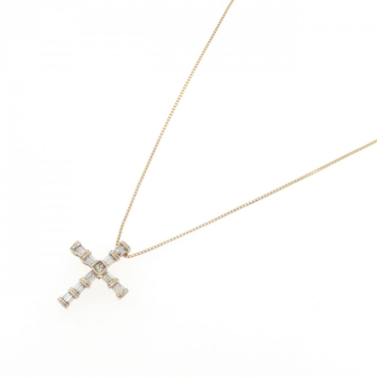 K18YG クロス ダイヤモンド ネックレス 0.33CT