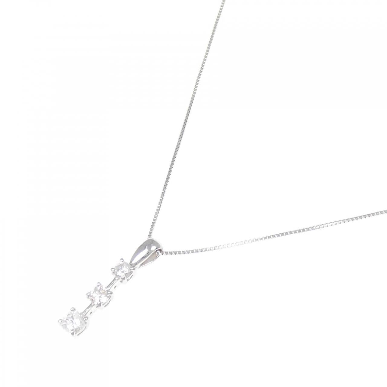 K18WG スリーストーン ダイヤモンド ネックレス 0.50CT