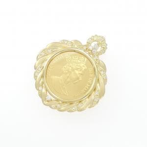 K18YG(枠) ダイヤモンド コイン ペンダント 0.23CT