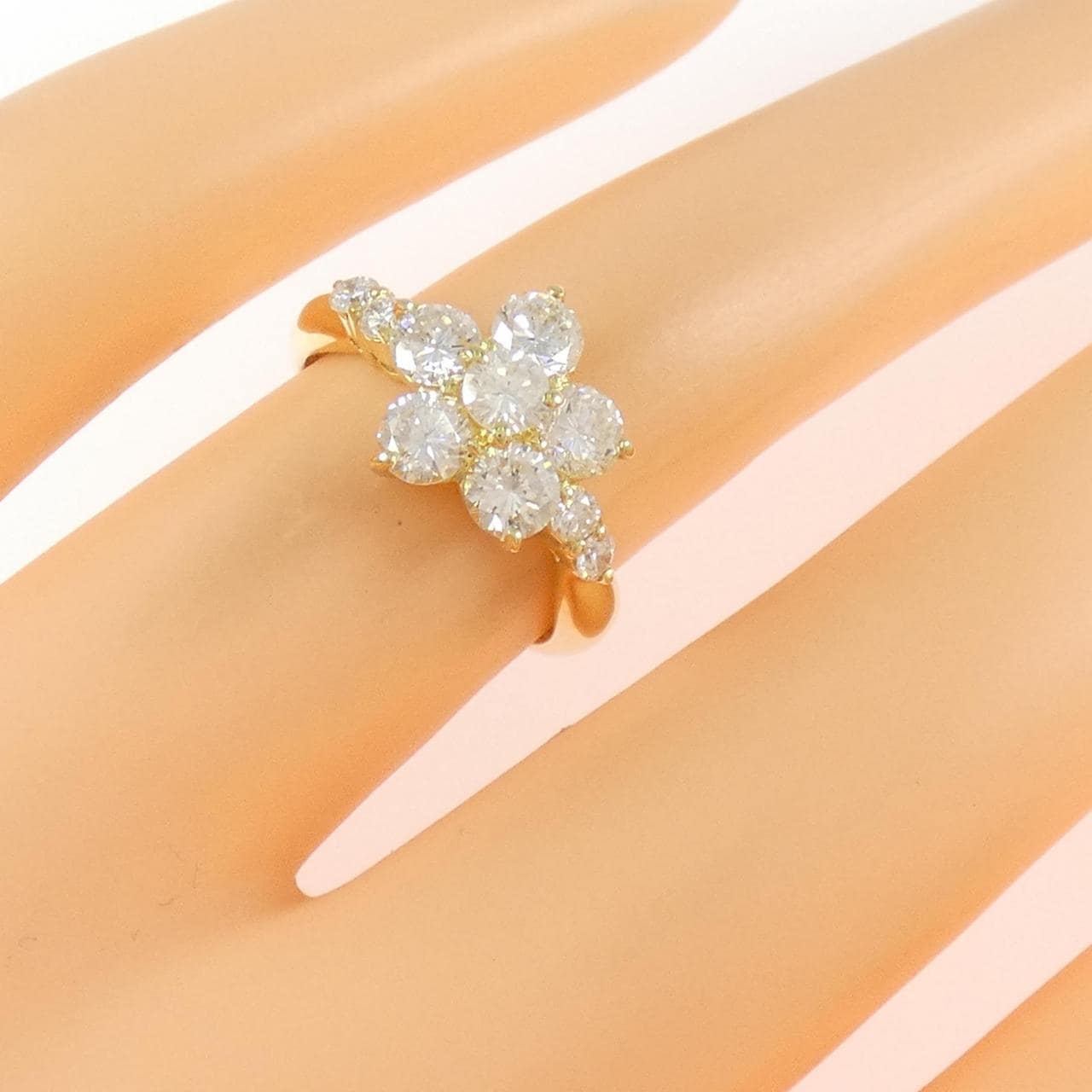 K18YG フラワー ダイヤモンド リング 1.07CT