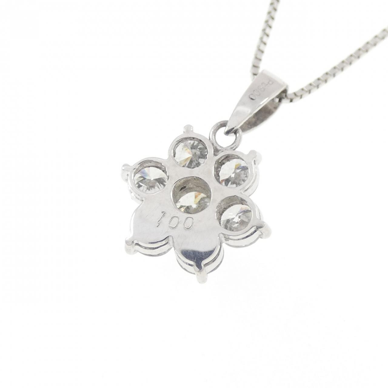 PT900/PT850 フラワー ダイヤモンド ネックレス 1.00CT