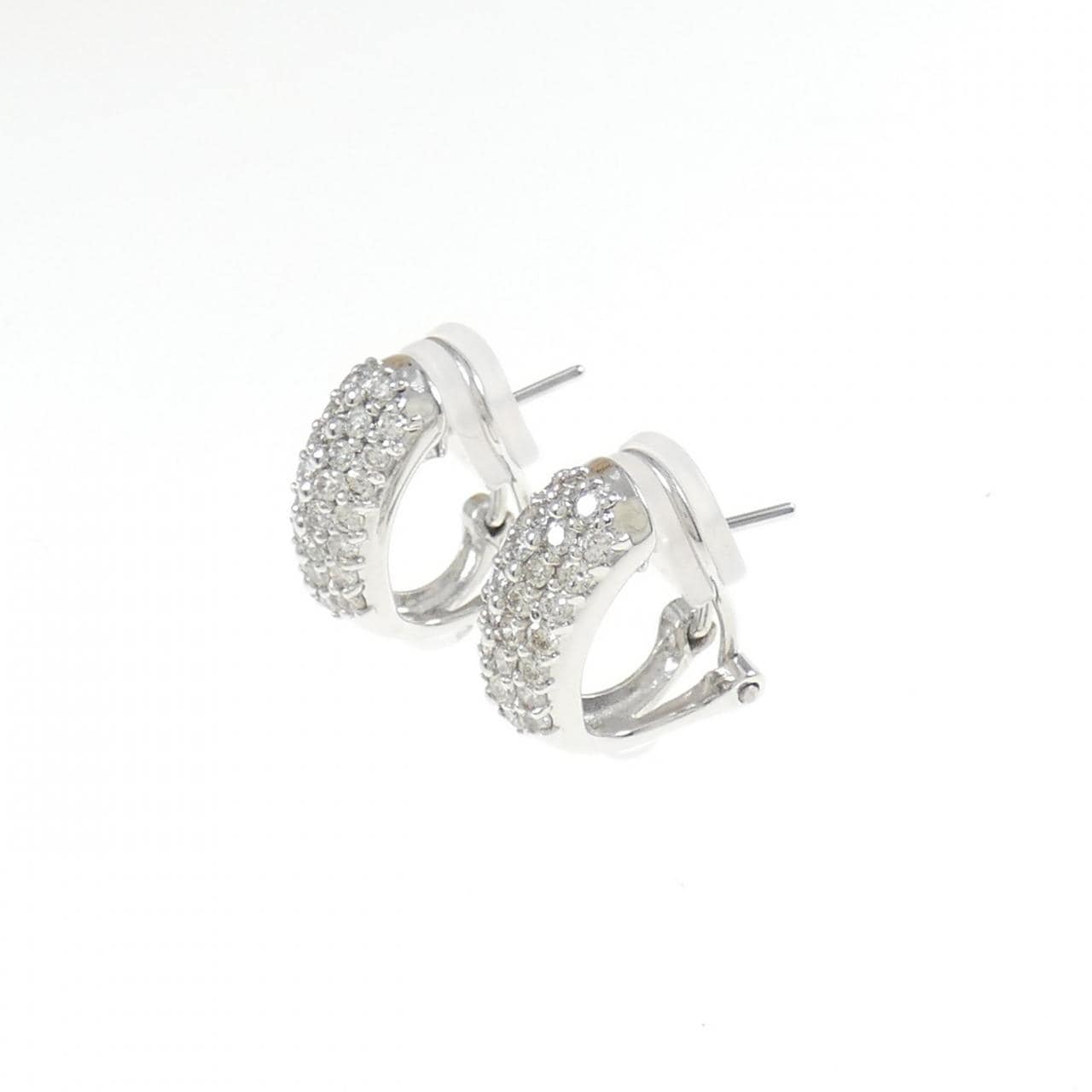K18WG/PT Pave Diamond earrings 1.00CT