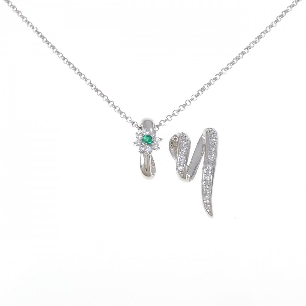 PT900/PT850 2WAY エメラルド ネックレス 0.07CT
