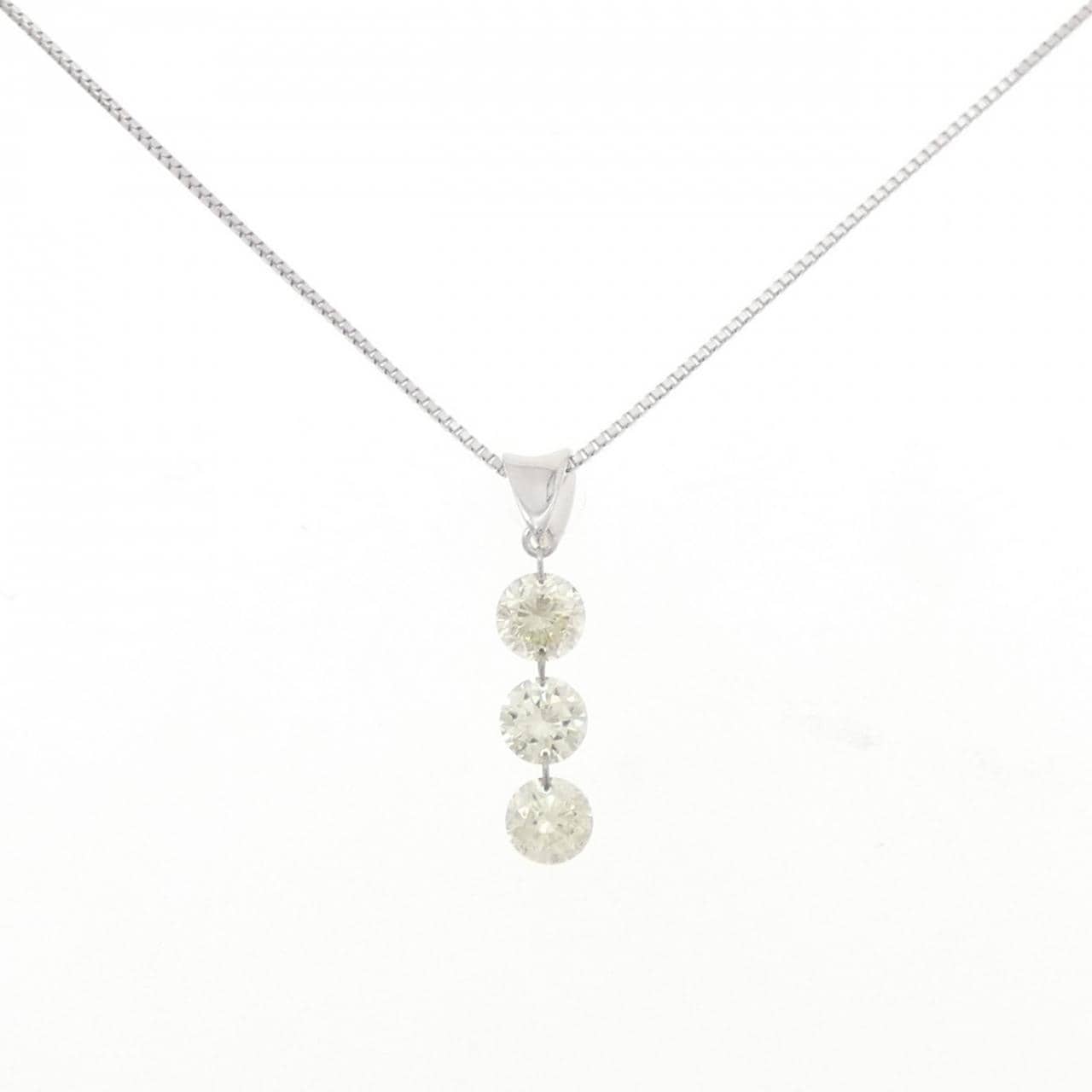 PT900/PT850 スリーストーン ダイヤモンド ネックレス 1.03CT