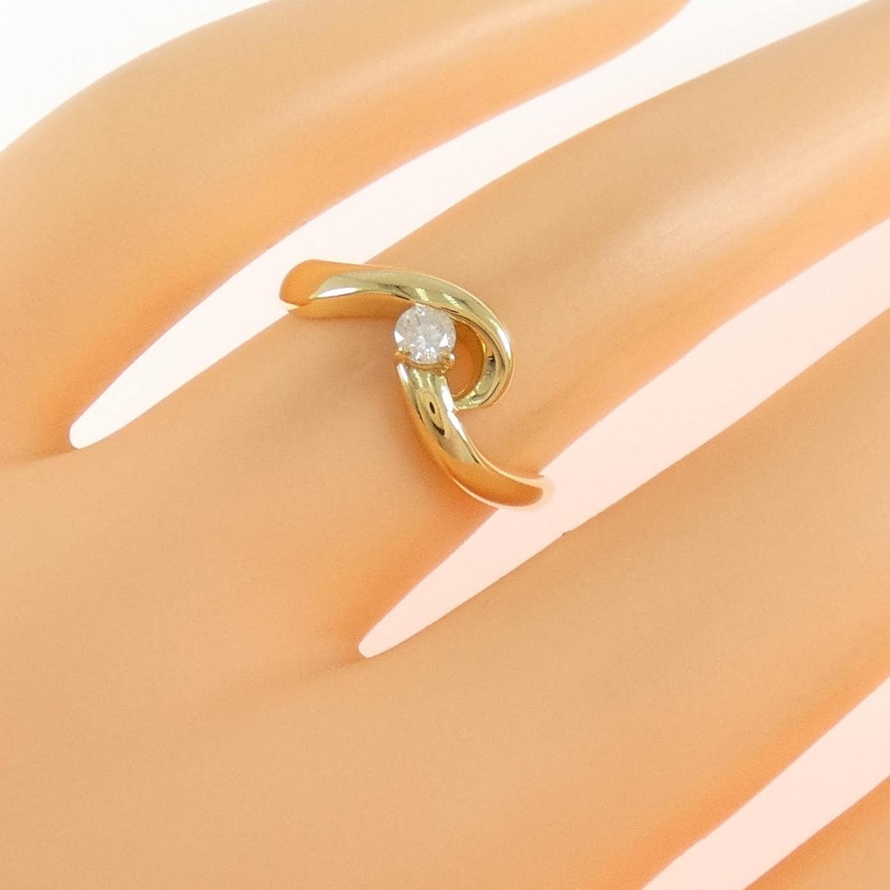 K18YG ソリティア ダイヤモンド リング 0.10CT