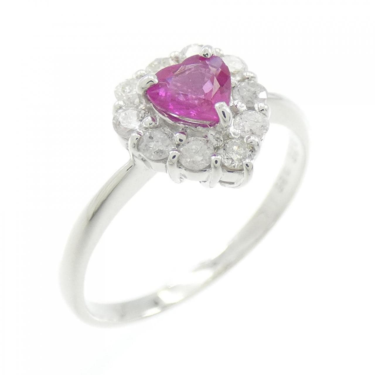K18WG ハート ルビー リング 0.25CT