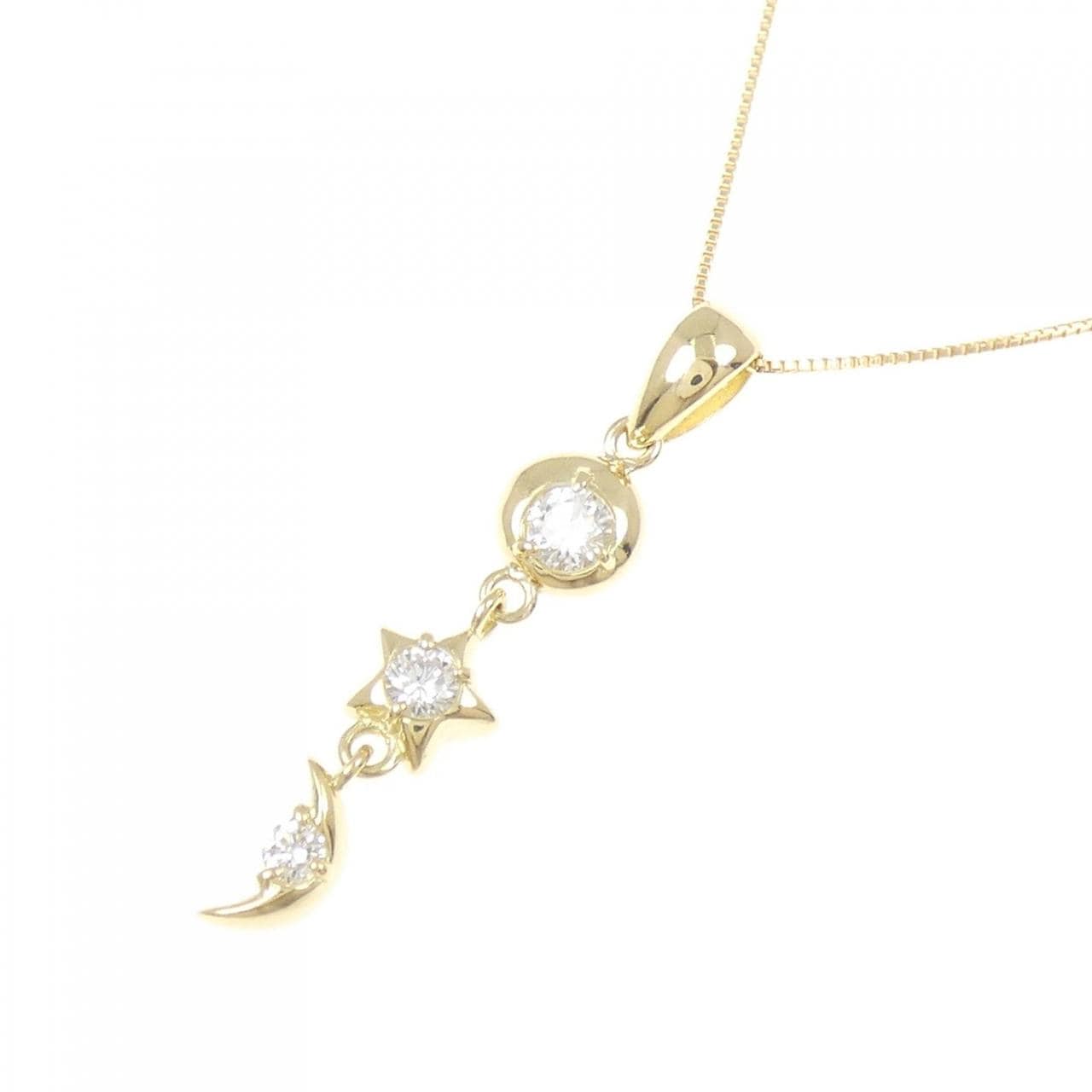 K18YG スター×ムーン ダイヤモンド ネックレス 0.25CT