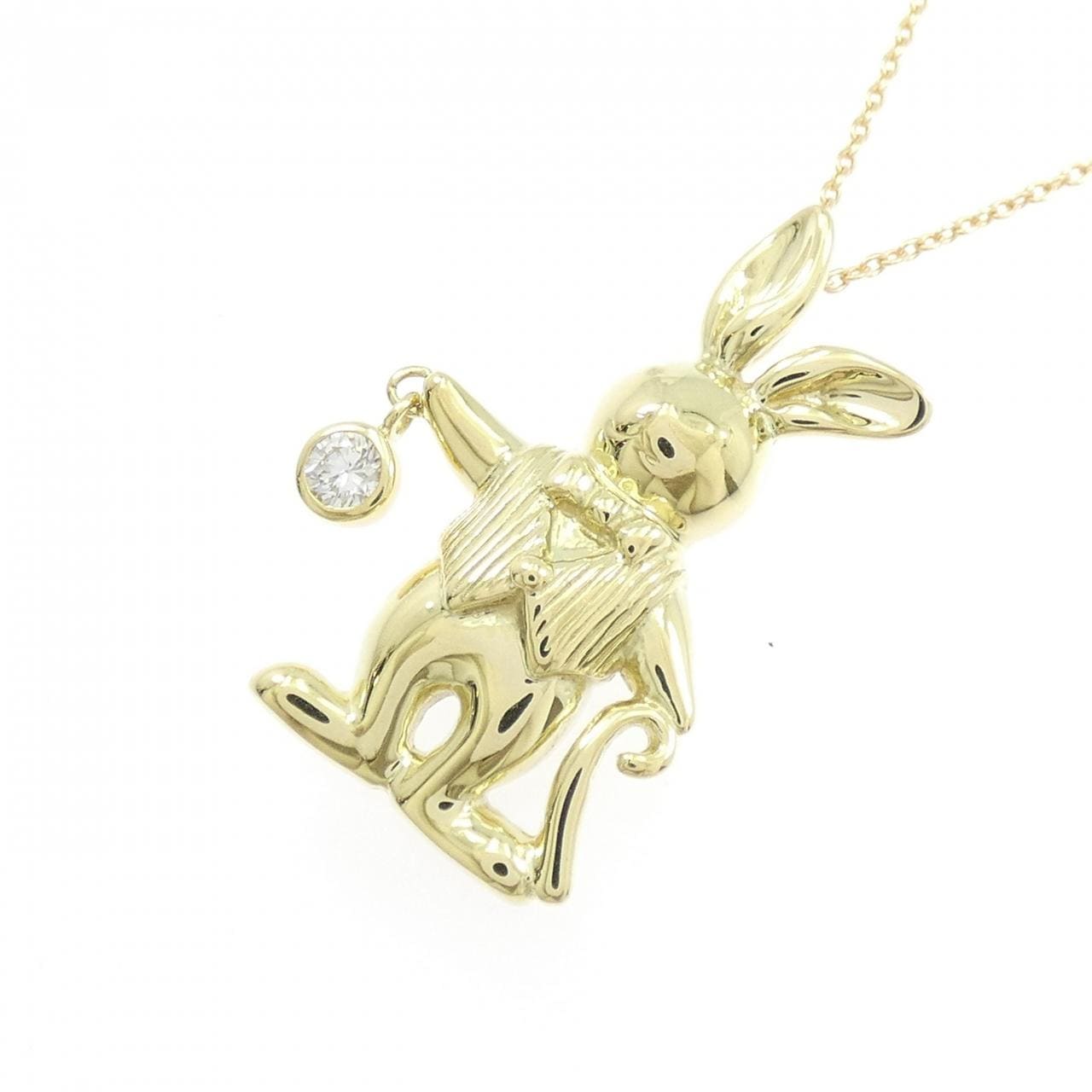 K18YG ラビット ダイヤモンド ネックレス 0.09CT