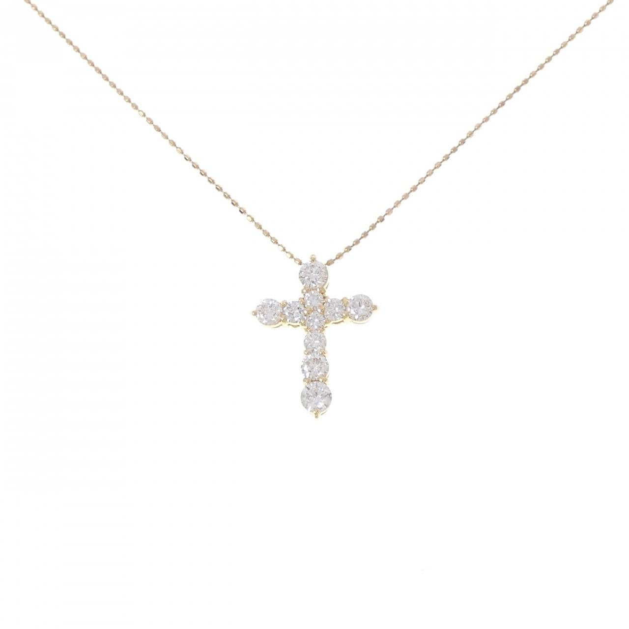 K18YG クロス ダイヤモンド ネックレス 1.00CT