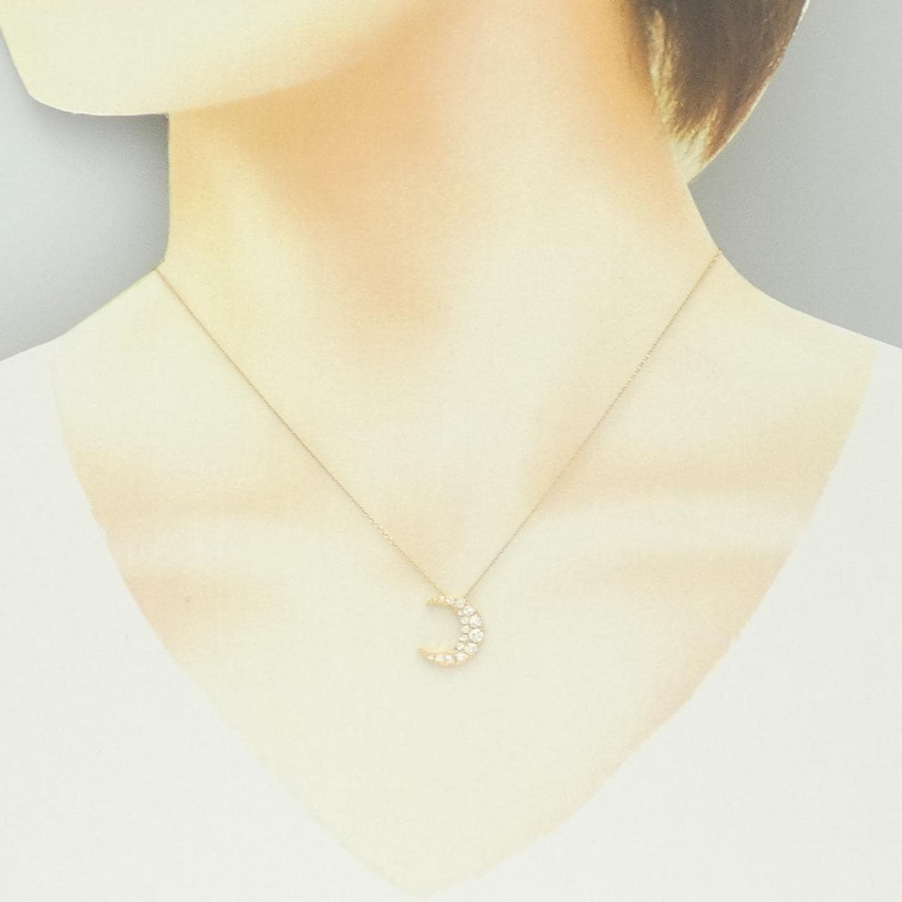 K18YG ムーン ダイヤモンド ネックレス 0.33CT