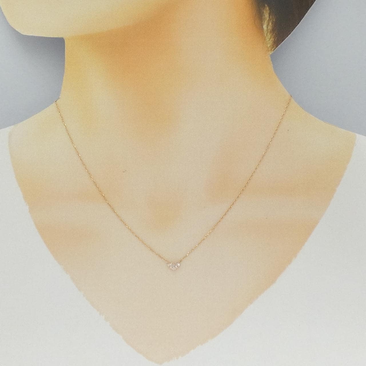 K10PG ハート ダイヤモンド ネックレス