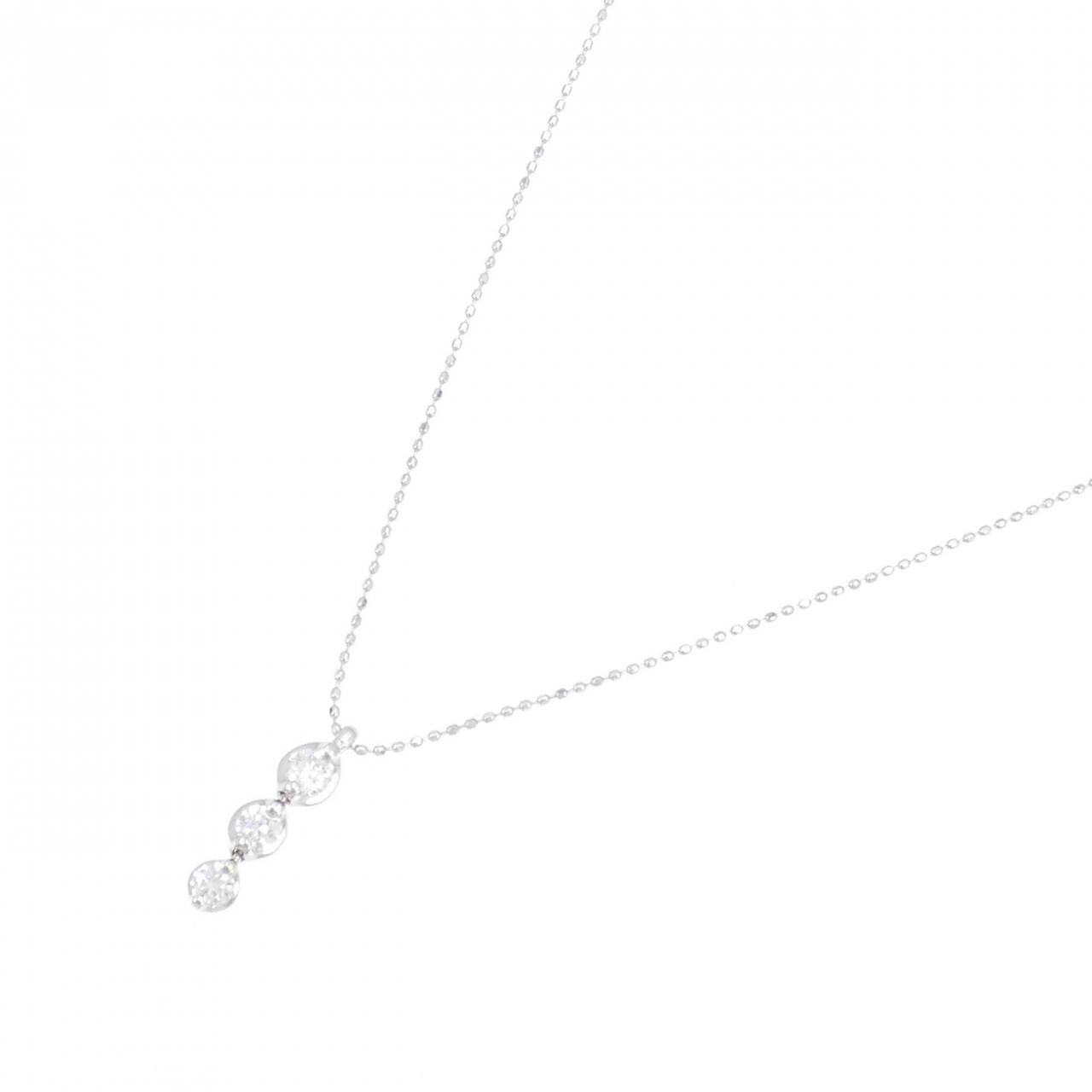 PT/K18WG 三石钻石项链 0.30CT