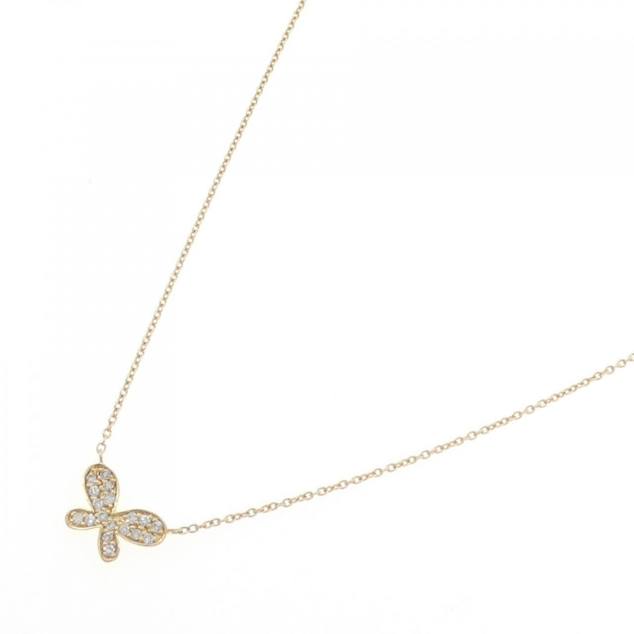 K18YG バタフライ ダイヤモンド ネックレス