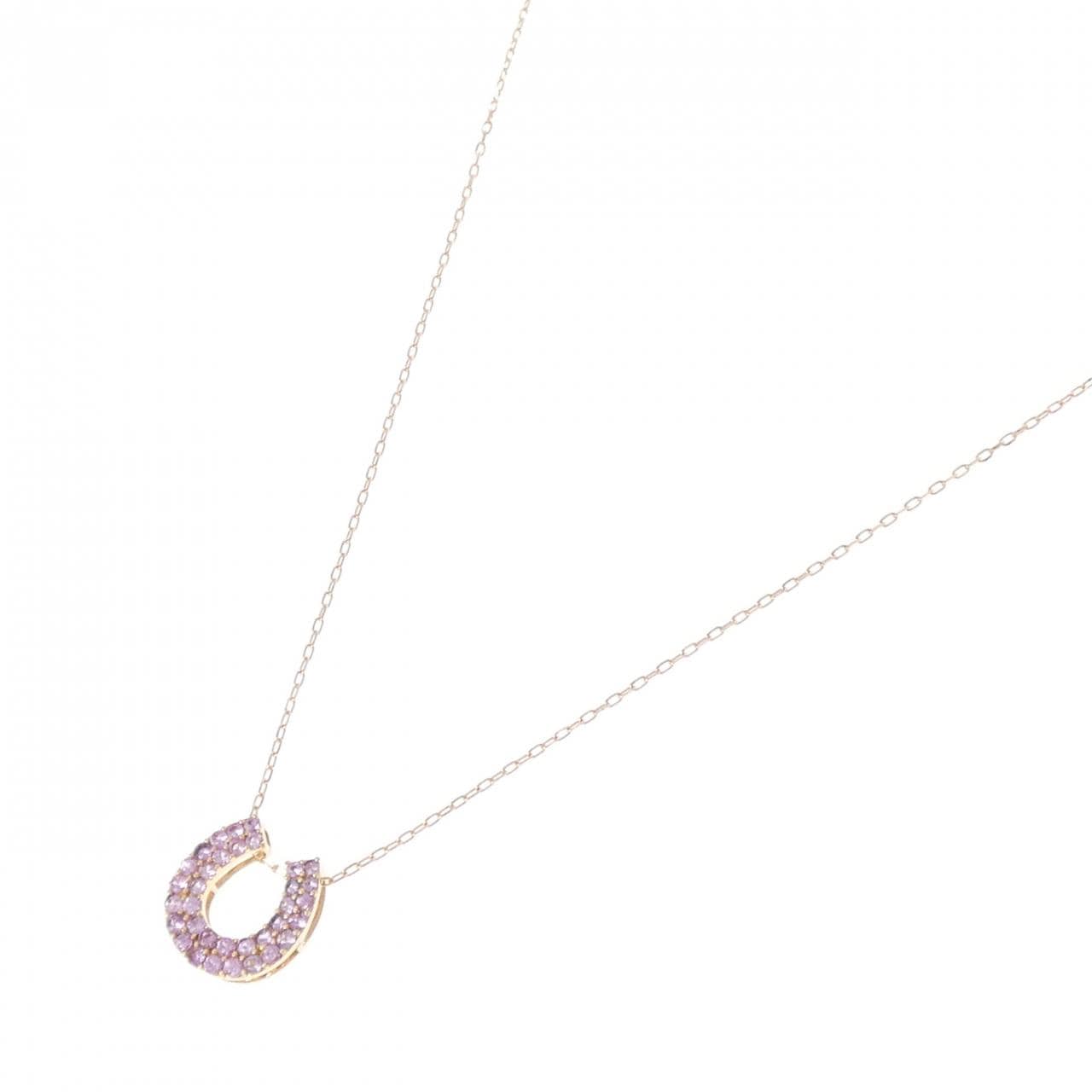 K18PG ホースシュー サファイヤ ネックレス 0.48CT