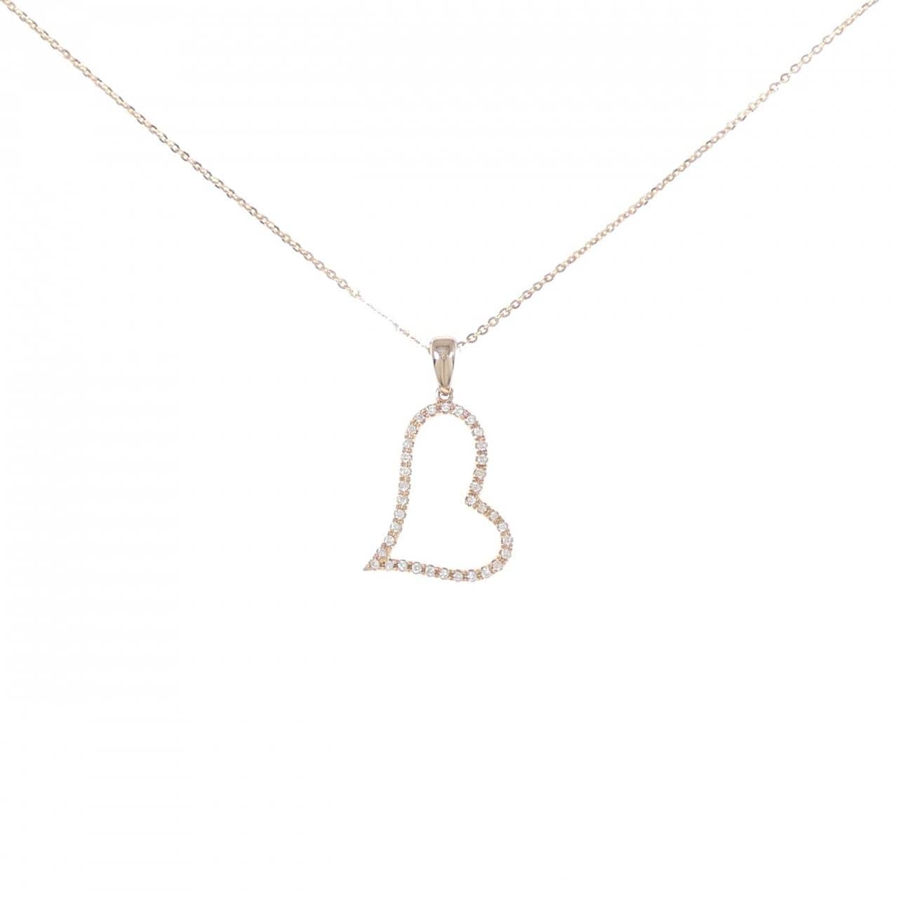 K18PG ハート ダイヤモンド ネックレス 0.12CT